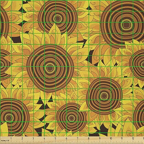 Miniatura 2 de Lunarable The Yard, tela de girasol por The Yard, Flowers Garden Meadow Idílico Harvest Theme Autumn Pattern, tela de microfibra para artes y