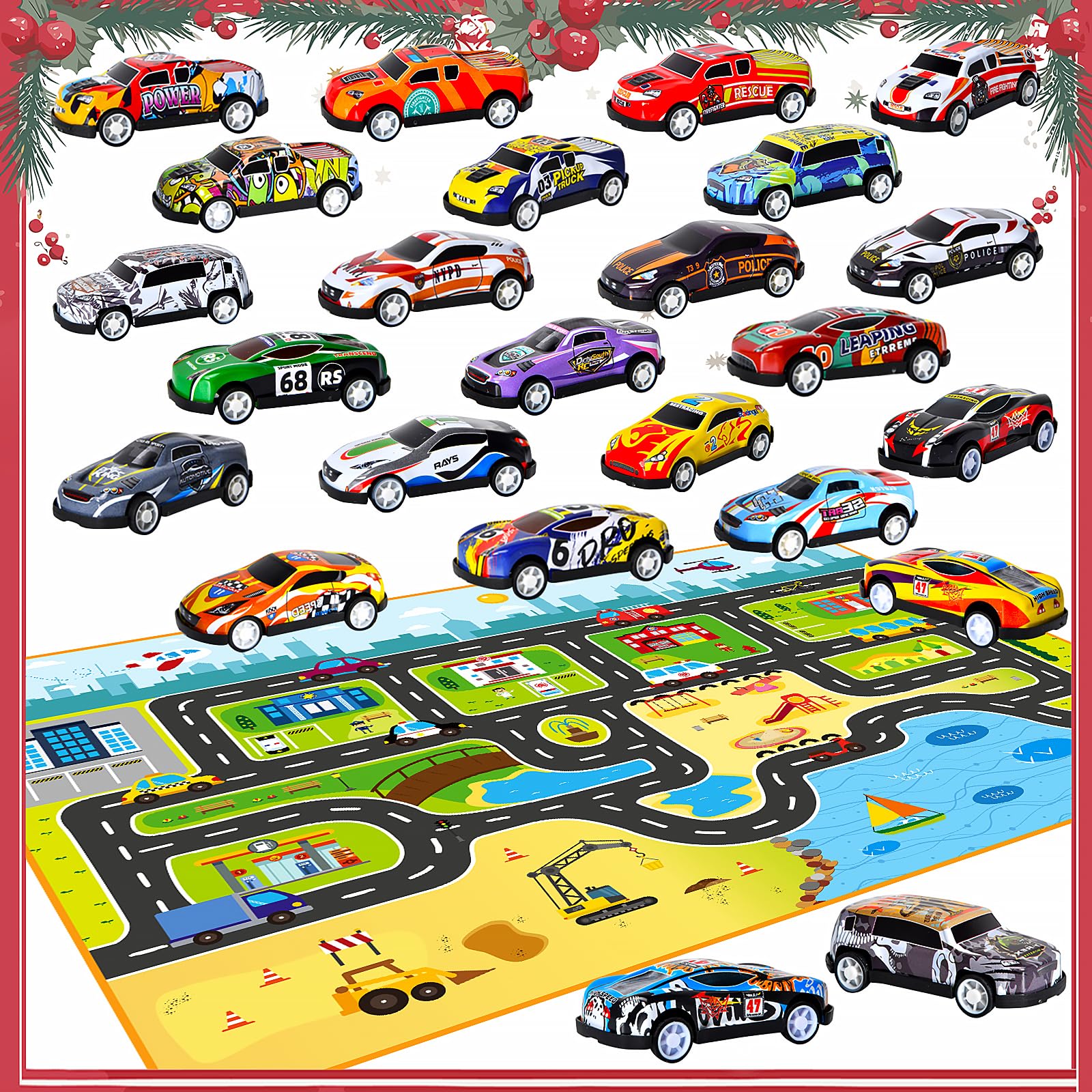 Calendrier De L'Avent 2025 Voiture - 24 Mini Voitures Jouets - Pour Enfants 3-6 Ans - Cadeau De Noël