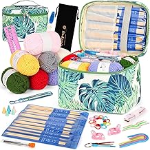 Coopay 50 Pcs Bamboo Knitting Needles for Beginners Kit with Wool and Accessories Bag Included 20cm Needles Sizes 2.0-6.5mm