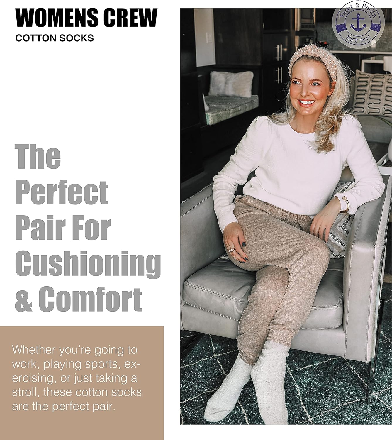 SOCKS'NBULK 60 Pairs Wholesale Bulk Sport Cotton Women's Crew, Ankle, Tube Socks, Sock Size 9-11