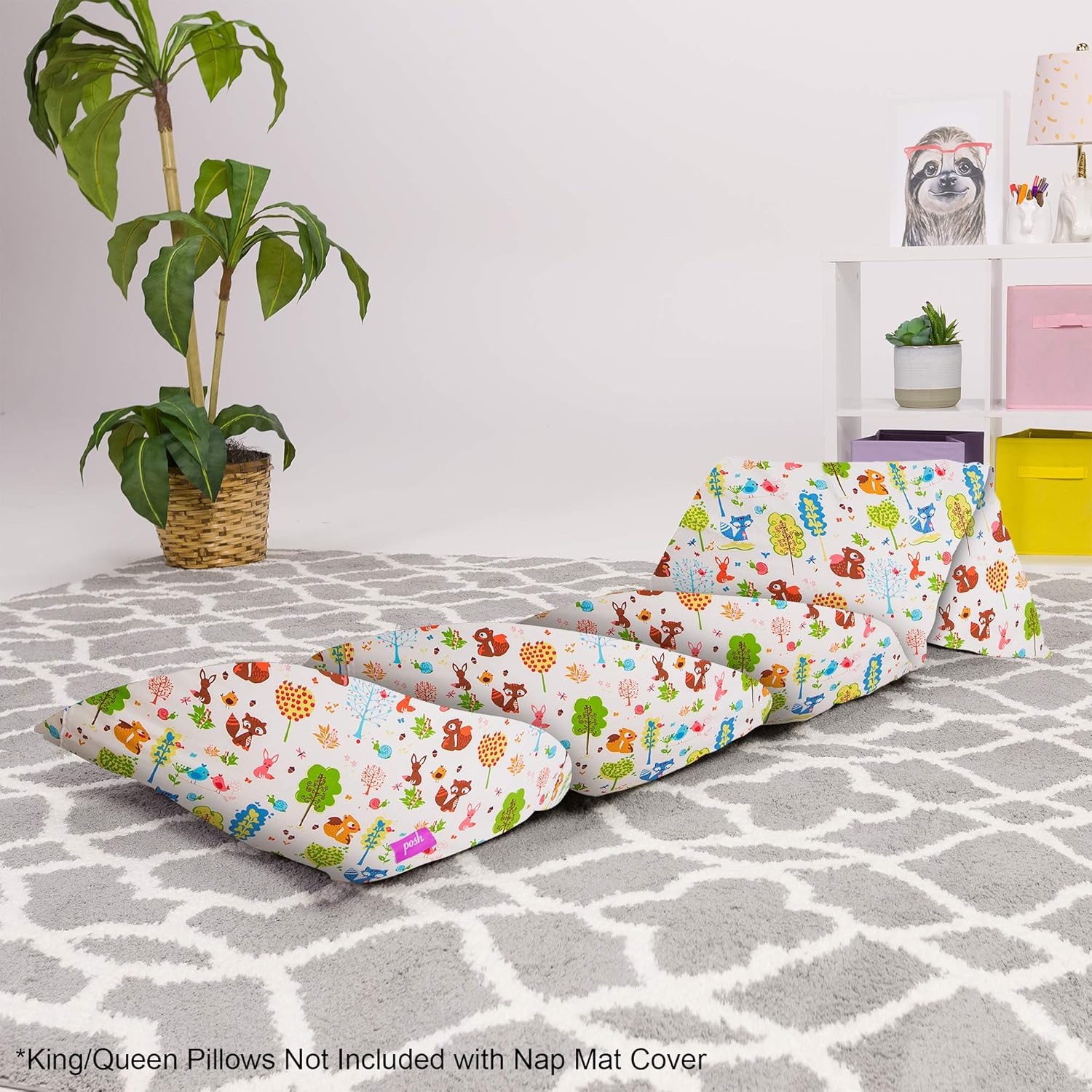 Kids Floor Pillow Cover - Premium Cushion and Lounger Covers for Pillows (Queen Pillows NOT Included) - Gifts for Teenage Girls, Queen Pillow Size, Canvas - Animals Forest Critters