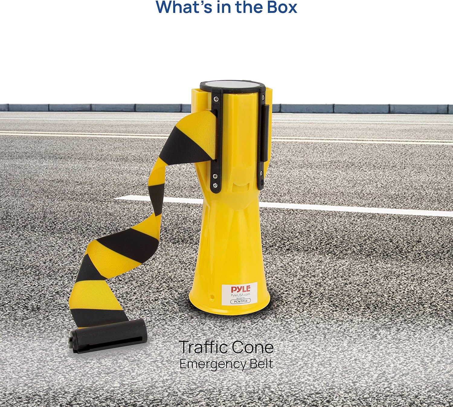 Pyle Retractable Traffic Cone Hazardous Caution Tape Style, Warning/Emergency Belt, Magnetic & Weather Resistant Design, Interlocking w/Multiple Units & Indoor/Outdoor Use PCNTP16, Black : Industrial & Scientific