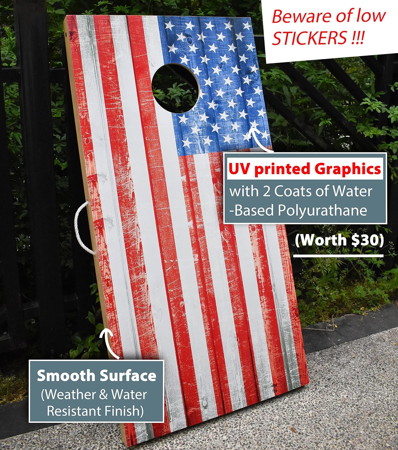 Cornhole Set 4'x2' Regulation Size Cornhole Boards Solid Wood Printed Pattern,Includes 8 Regulation Bean Bags and Built-in Scorekeepers, for Beach, Camping, Lawn, Tailgating,Backyard and Outdoor Games