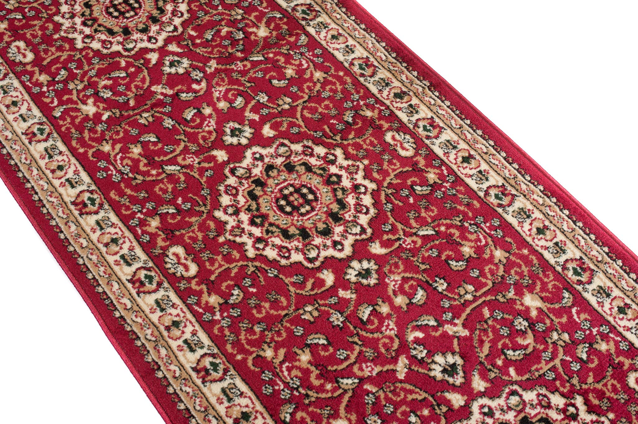 TAPISO Atlas Läufer Kurzflor Teppich Wohnzimmer Klassisch Rot Creme Floral Muster Bordüre Schlafzimmer Traditionell ÖKOTEX 80 x 300 cm