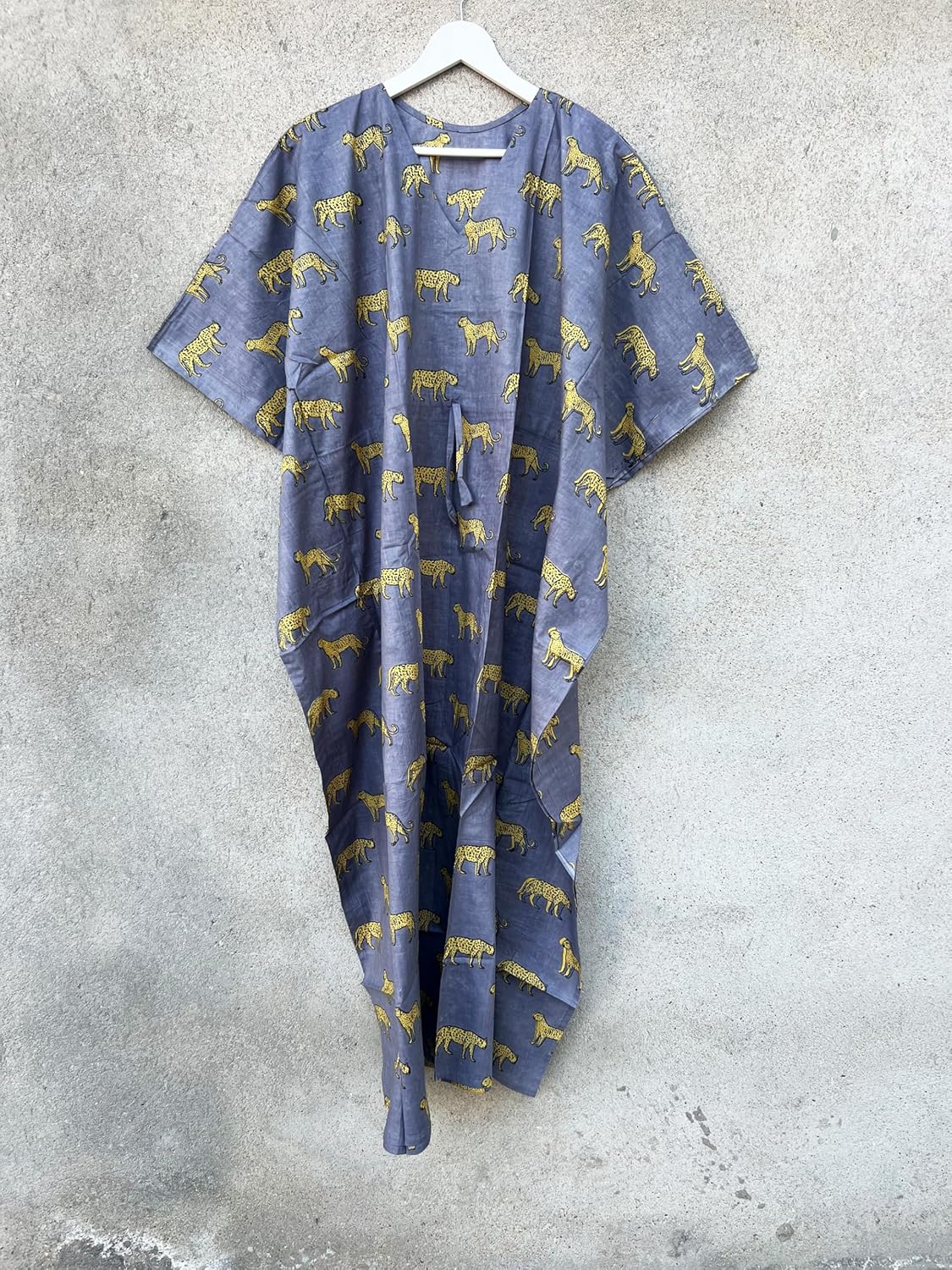 Handmade Animal Printed Cotton Kaftan, Beach Wear, Nightwear Maternity Gown, Stylish Bikini Cover-up