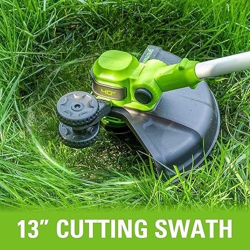 Miniatura 3 de Greenworks Kit combinado de recortadora de cuerda inalámbrica de 40 V y 13 pulgadas + 3 carretes adicionales, batería de 2.0 Ah y cargador incluidos