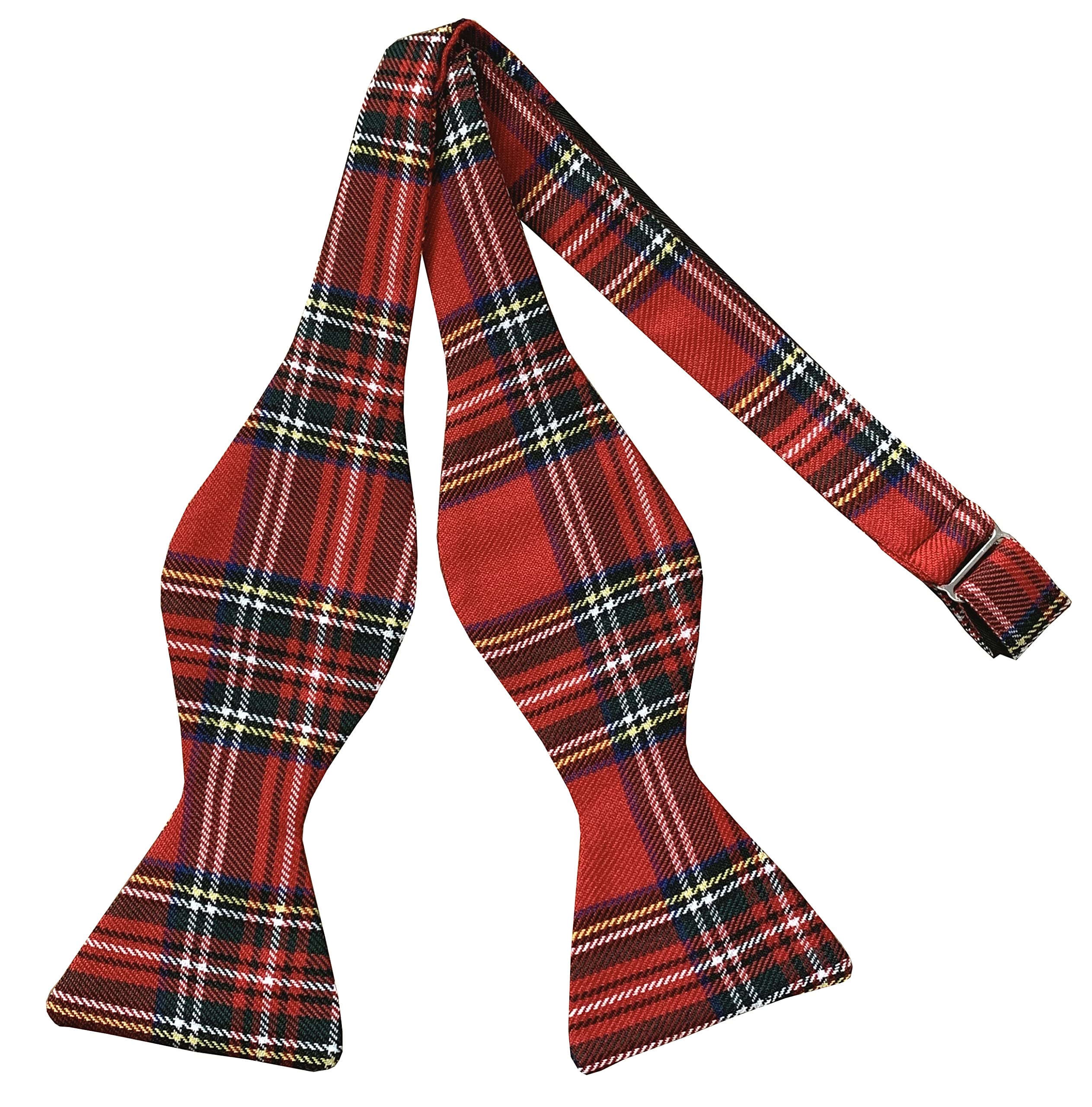 Men's Royal Stewart Tartan Self Tie Bow Tie & Hanky Set, Red, Blue, Yellow, Black, One size