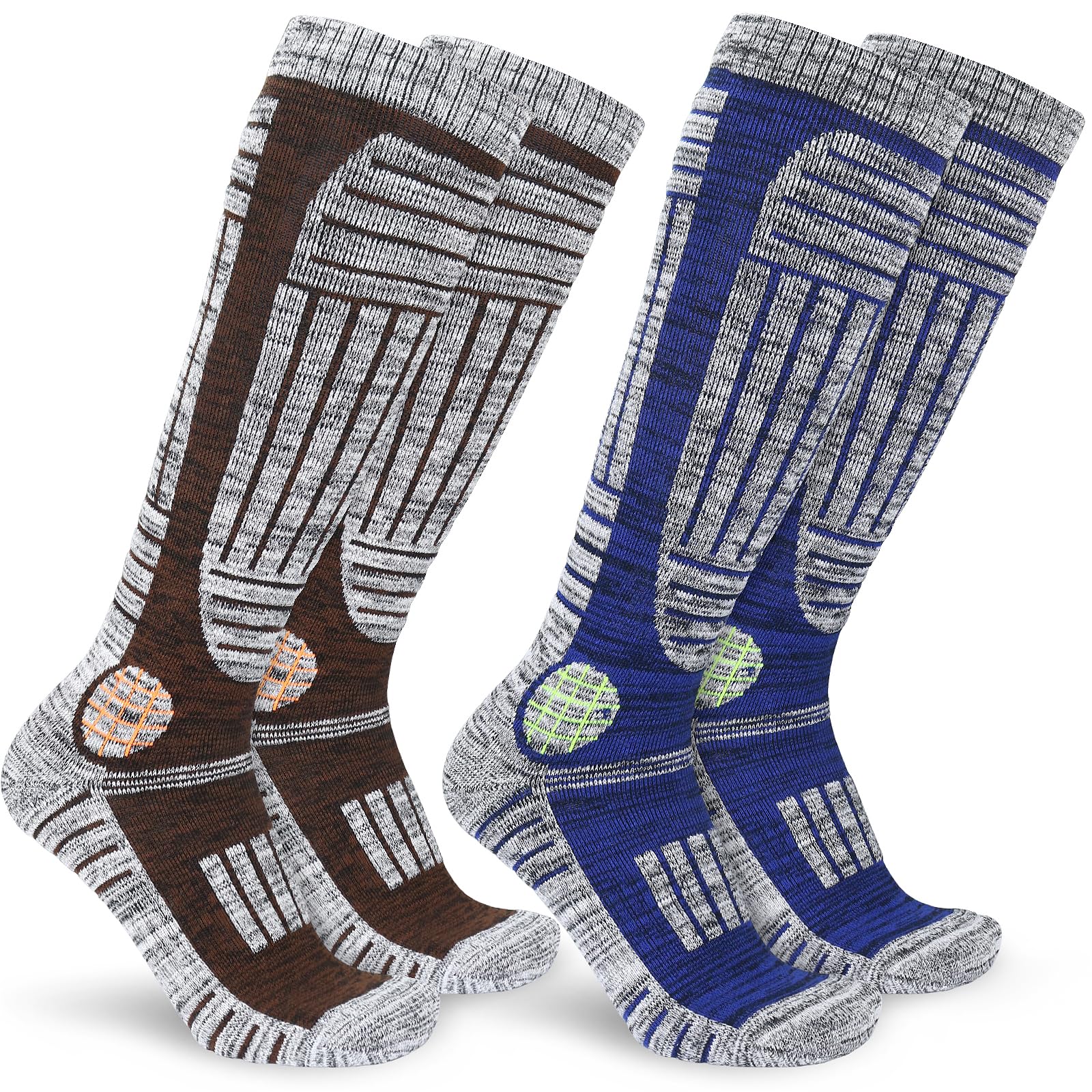 srclo Thermal Ski Socks for Men Women,Winter Thick Warm Knee High Sport Socks for Snowboard Walking Hiking Running Skiing and Outdoor Sports 2 pairs