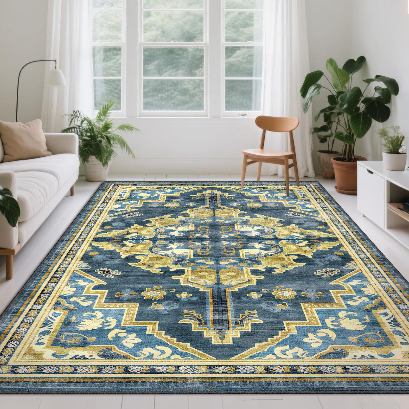 Tapis de sol antidérapant et lavable 200x290 cm qui ne perd pas ses poils pour chambre