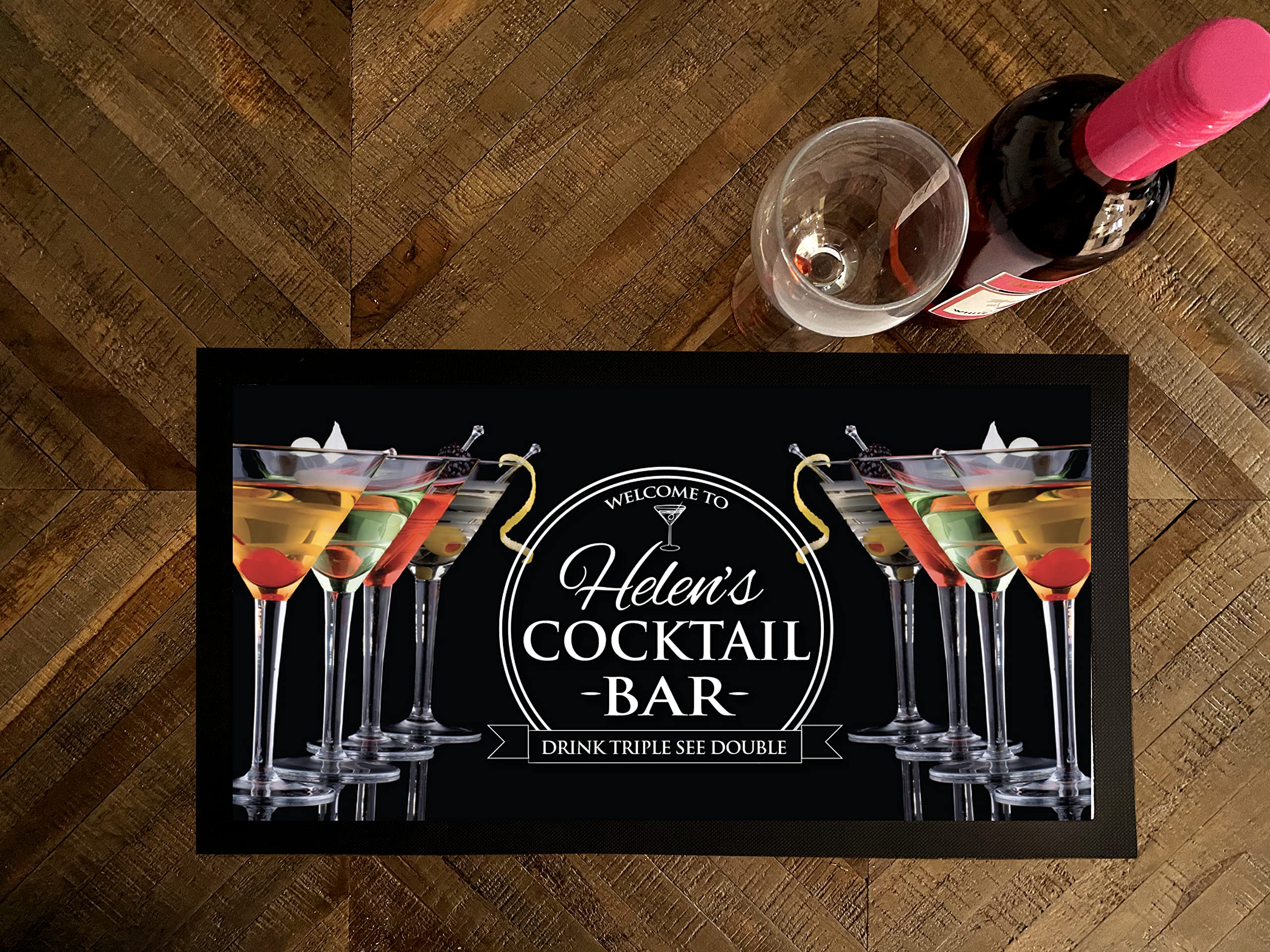 Artylicious Personalised Bar Ruer - Cocktail Bar Glasses Bar Mat Ruer Beer Mat - Cocktail Bar (Black)