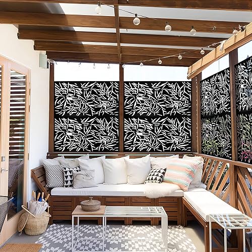 Miniatura 4 de Elevens SUUS-DXB-S180120-B-S087 - Pantalla decorativa de privacidad para exteriores, paneles de valla para balcón, patio, 76 pulgadas de alto x 47