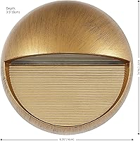 Vista 4 de JONATHAN Y Lámpara de pared LED integrada redonda moderna de oro antiguo de 6.25 pulgadas, de metal y vidrio, impermeable, para porche, patio