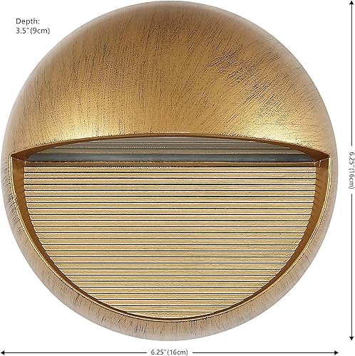 Miniatura 4 de JONATHAN Y JYL7441B - Aplique de pared moderno para exteriores, 6.25 pulgadas, redondo, dorado antiguo, lámpara de pared exterior con LED integrado,