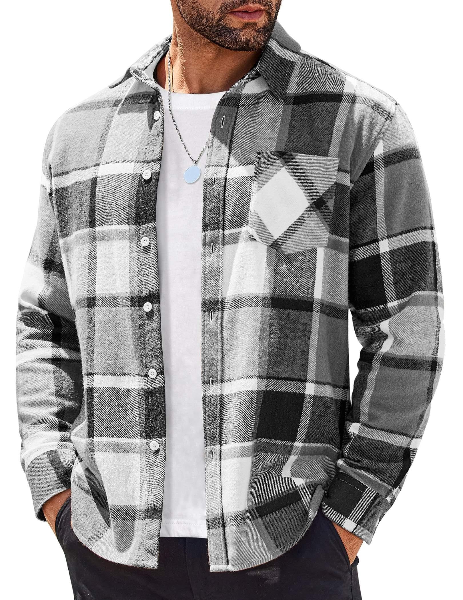 COOFANDY Mens Flannel Shirts Long Sleeve Lightweight Plaid Shirt Casual Button Down Shirts Jacket Global Recycled Standard OEKO-TEX STANDARD 100 Global Recycled Standard Global Recycled Standard ISCC PLUS