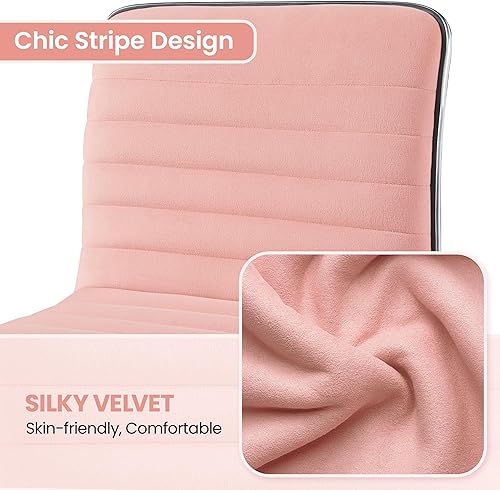 Miniatura 6 de Topeakmart Silla de escritorio de oficina sin brazos, silla giratoria de terciopelo para computadora, silla de trabajo acanalada, silla de