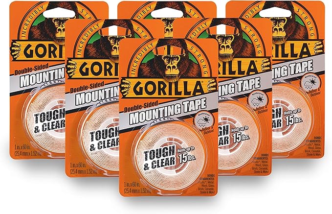 Gorilla Tough Double Sided Mounting Tape 1" x 60" Pack of 6