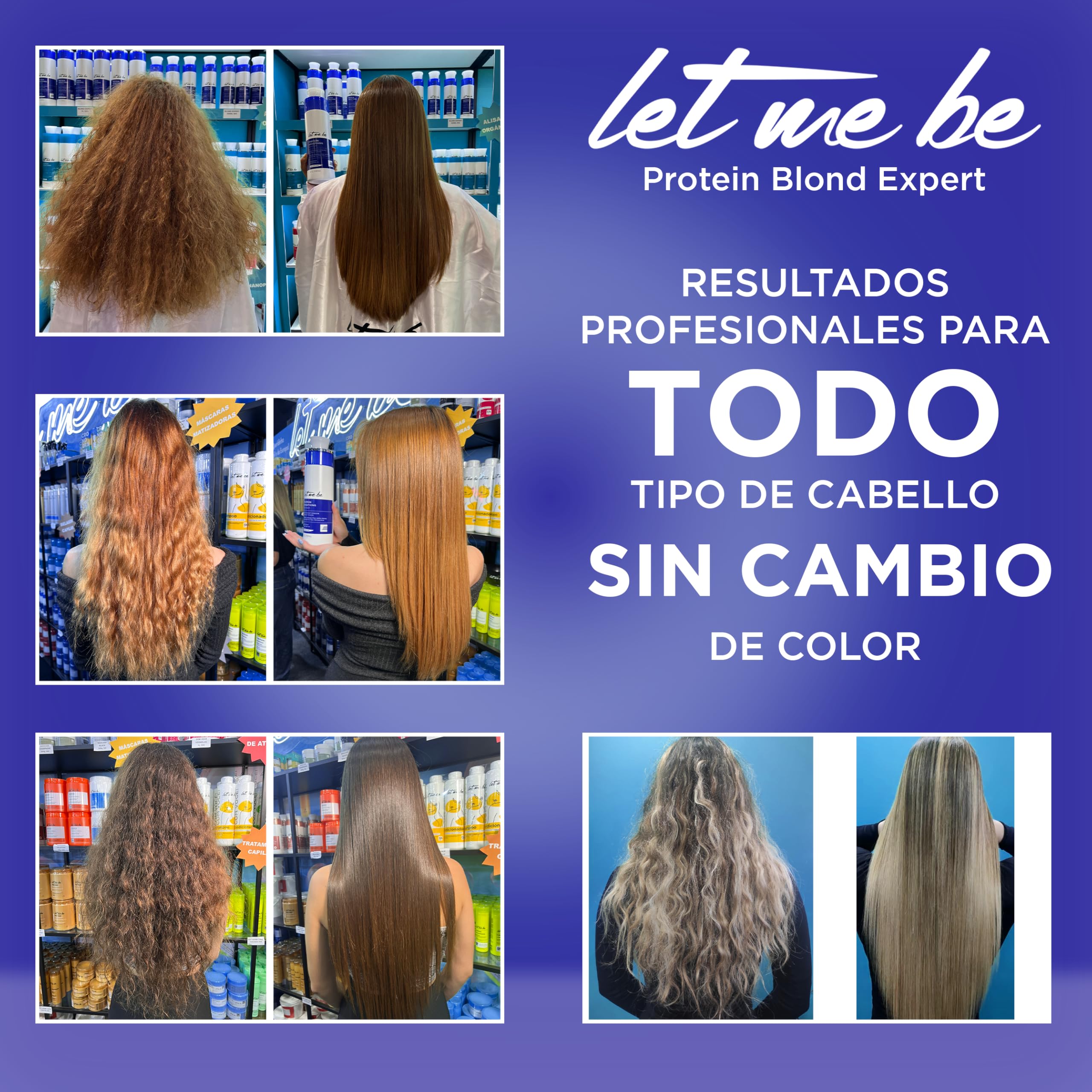 Let Me Be – Protein Smoothing Blond Expert, 1-Schritt Glättung ohne Formaldehyd, mit Keratin & Bio-Wirkstoffen, schützt blondes, graues & blondiertes Haar – 100 % brasilianisch (500ml)