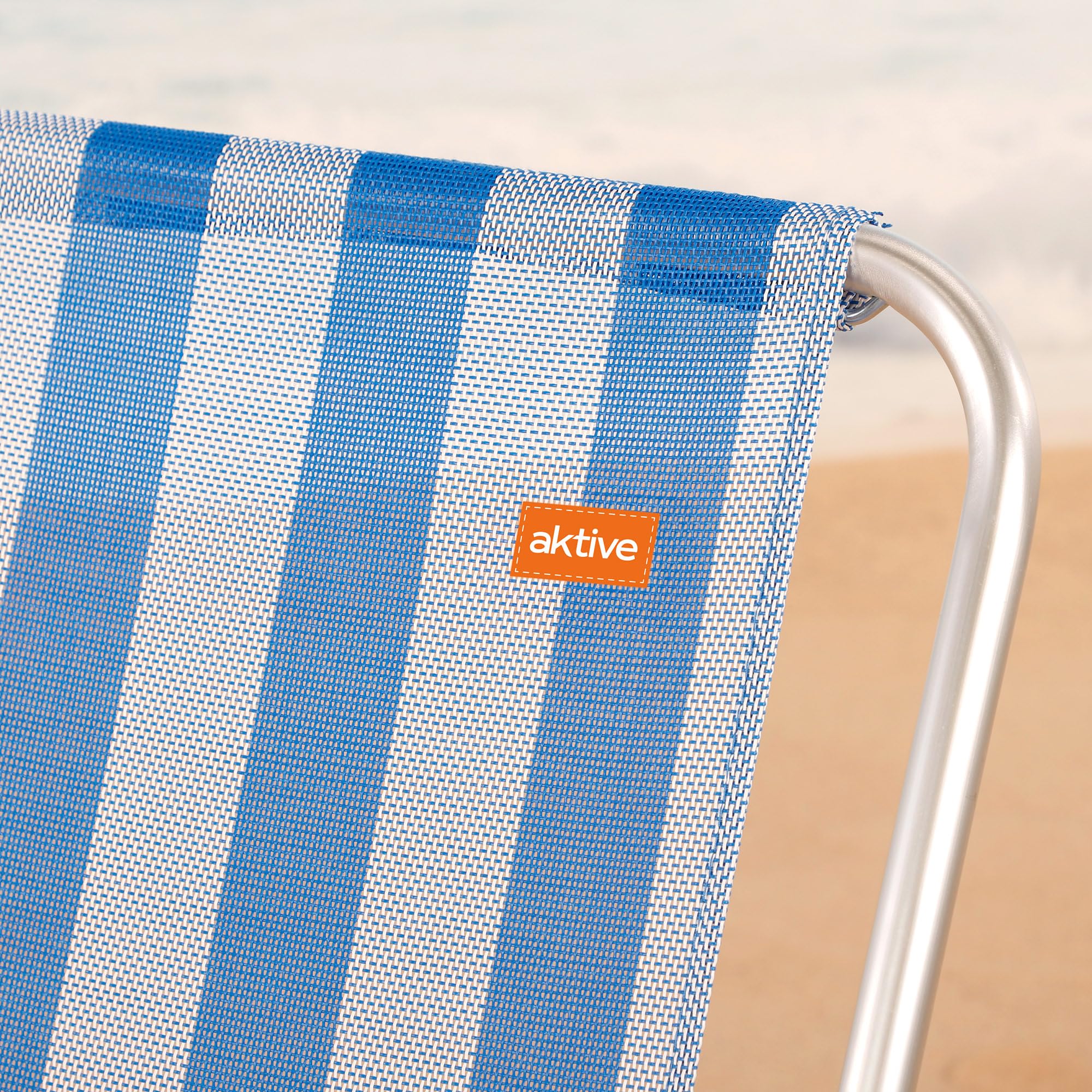 Aktive Sedia Pieghevole Fissa Alluminio Beach 47x54x75 cm Blu