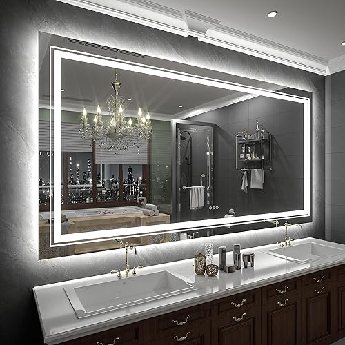 Miniatura 20 de Espejo de baño LED de 24 x 32 pulgadas con luces, espejo frontal y retroiluminado para baño, espejo de tocador de baño iluminado para pared