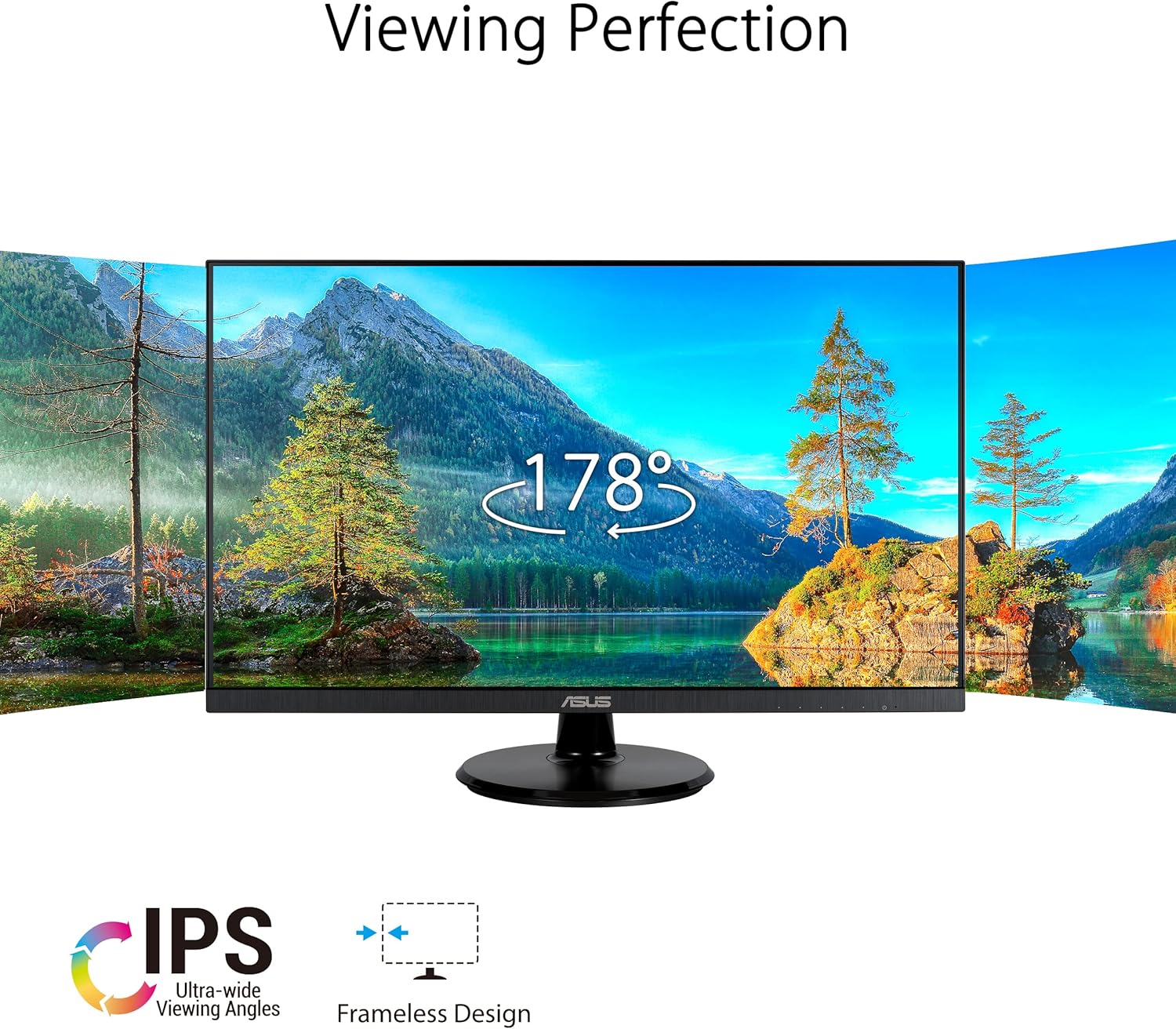 ASUS VA24DQ 24 (23.8) Monitor, FHD (1920x1080), IPS, 75Hz, Frameless, DP, HDMI, D-Sub, Flicker free, Low Blue Light, TUV certified