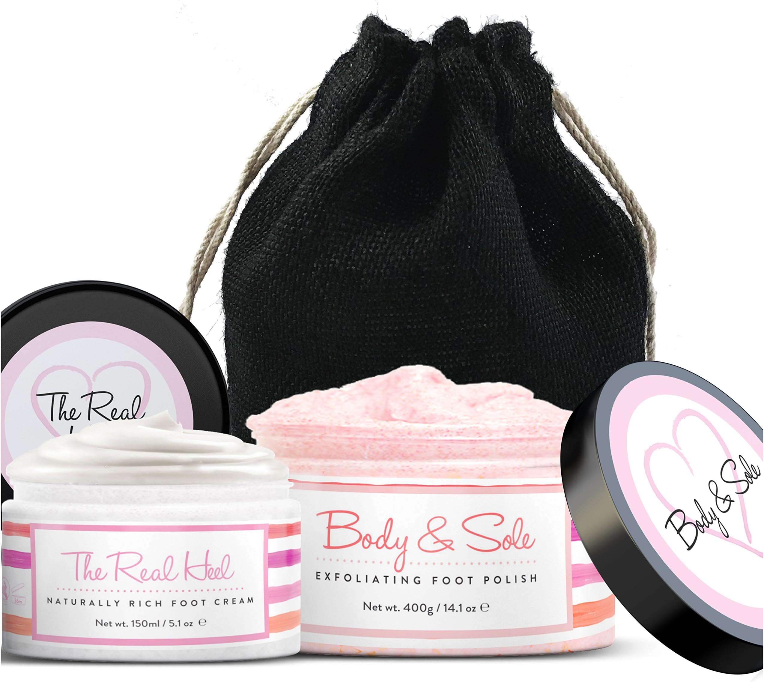 Foot Cream and Foot Scrub Set - Seaweed Basil and Thyme Foot Cream for Dry Cracked Feet - Wild Mint Himalayan Pink Salt Scrub - UK Made