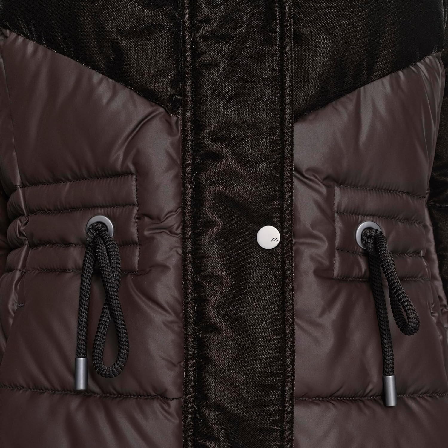 Andrew Marc Women's Hooded Velvet Trimmed Insulated Cold Weather Puffer Jacket