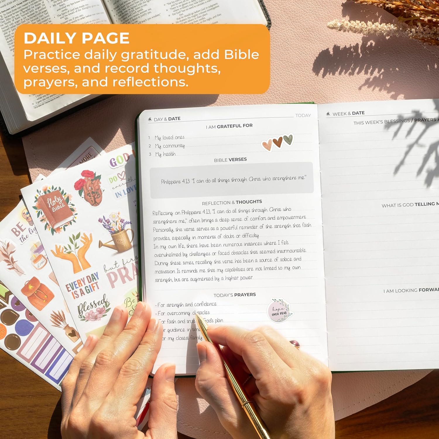 Clever Fox Prayer Journal – Daily Devotional & Gratitude Notebook – Religious Planner & Gods Book – Faith Based Gifts & Accessories (Forest Green) - Image 3