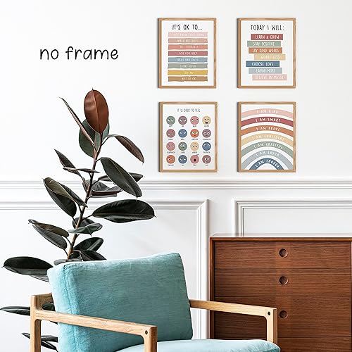 Miniatura 3 de KEUSPI Póster de arte de pared de psicología de salud mental bohemio con sentimientos educativos para niños, terapia, oficina, escuela, consejería,