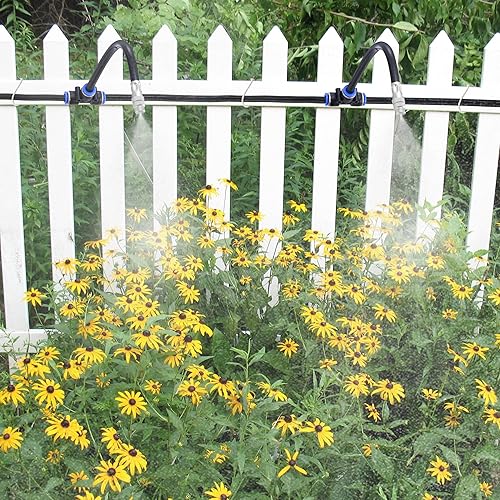 Miniatura 6 de Mornajina Paquete de 3 boquillas de nebulización de latón de 2 vías con manguera integrada de 13 pulgadas para sistema de refrigeración al aire