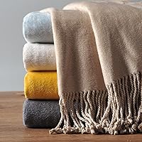 Vista 14 de EP Mode Manta de seda de morera con flecos para sofá (azul bebé)