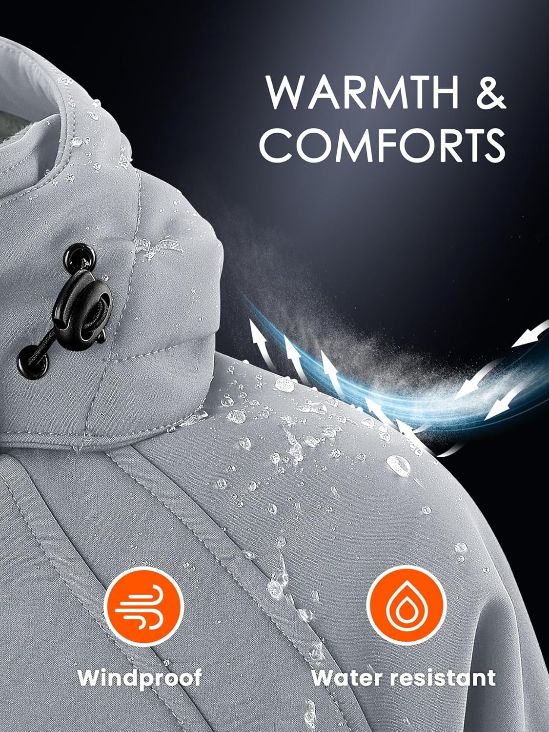 WASOTO Heated Jackets for Women 18400 mAh Battery Pack Water-Resistant Slim Fit with Detachable Hood Hiking Jackets - Image 4