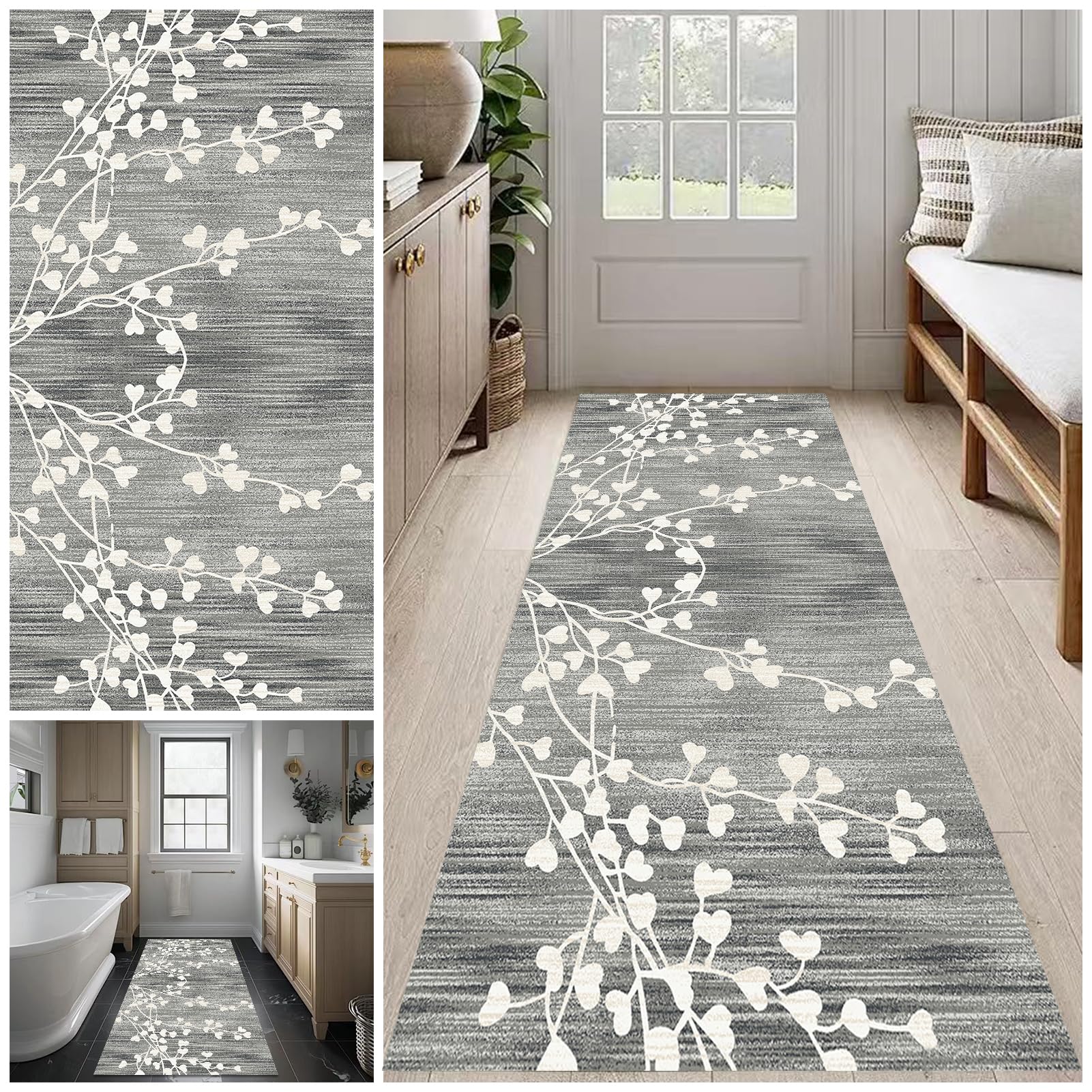 Carpet Runner for Hallway Non Slip Long 90 x 180 cm Washable Kitchen Runner Rugs for Hallway Non-Slip Long Entryway Runner Rug Laundry Bedroom Room Rug Runner Long Hallway Hall Runner Narrow Rugs
