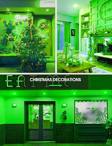 Miniatura 3 de LOHAS Bombillas verdes de inundación, LED BR30 de Navidad, luz de inundación verde puro equivalente a 65 W, base E26 de color de 11 W, para