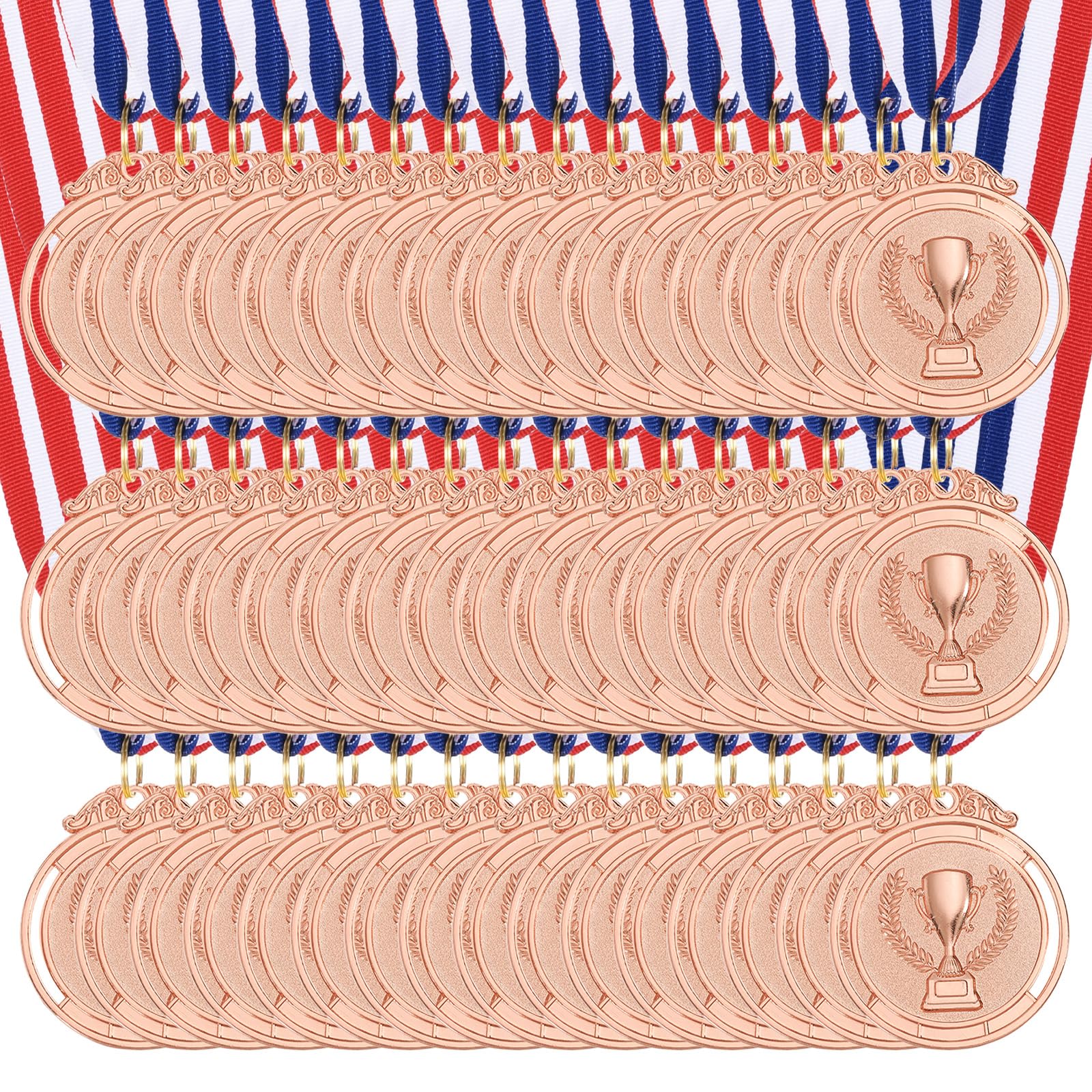 sourcing map Fußball-Medaillen 5,1 cm, Bronze-Auszeichnungsmedaillen mit Nackenband für Teamsportspiele, Wettbewerbe, Partygeschenke, 48 Stück