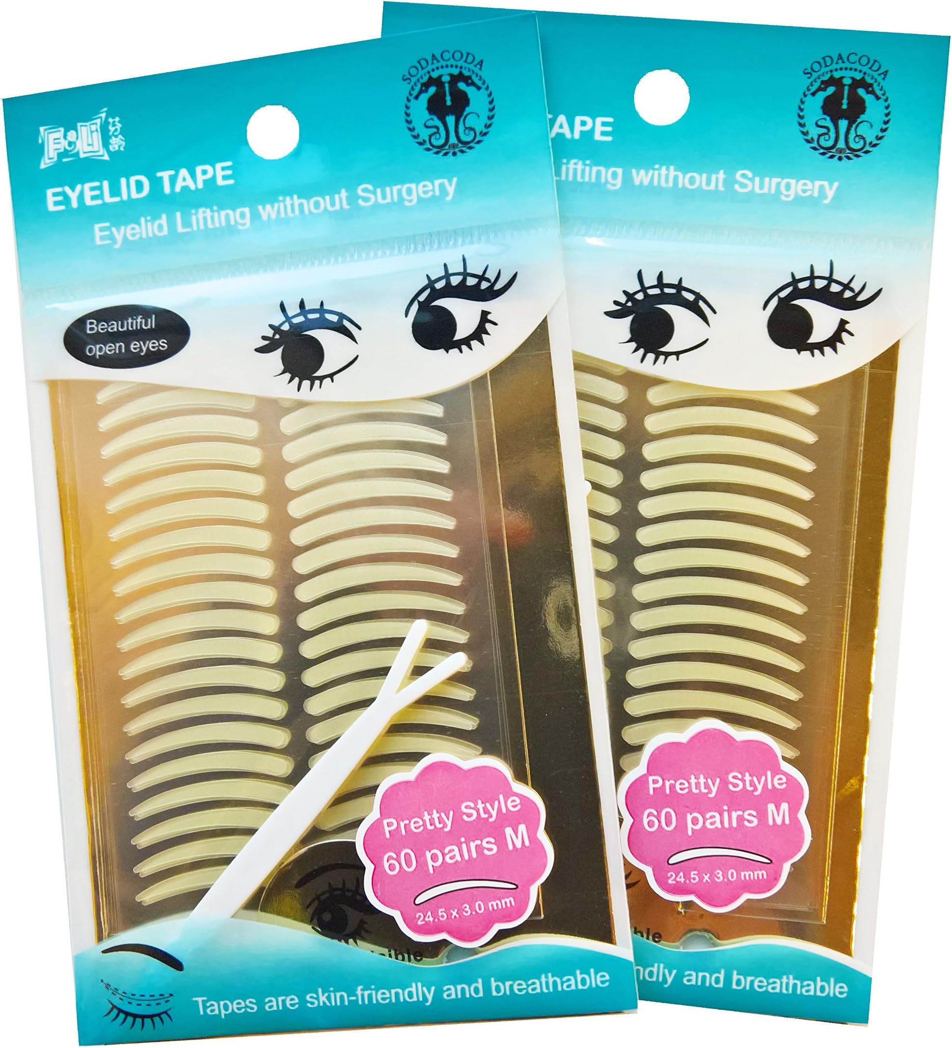Foli - EYELID TAPE - "Pretty Size" (M) - Eyelid Lifting without Surgery [2x60 Pairs]