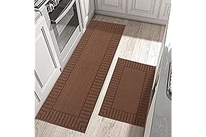 BEQHAUSE 2-Piece Kitchen Rug Set: Non-Slip Anti-Fatigue Kitchen Mats with TPR Rubber Backing