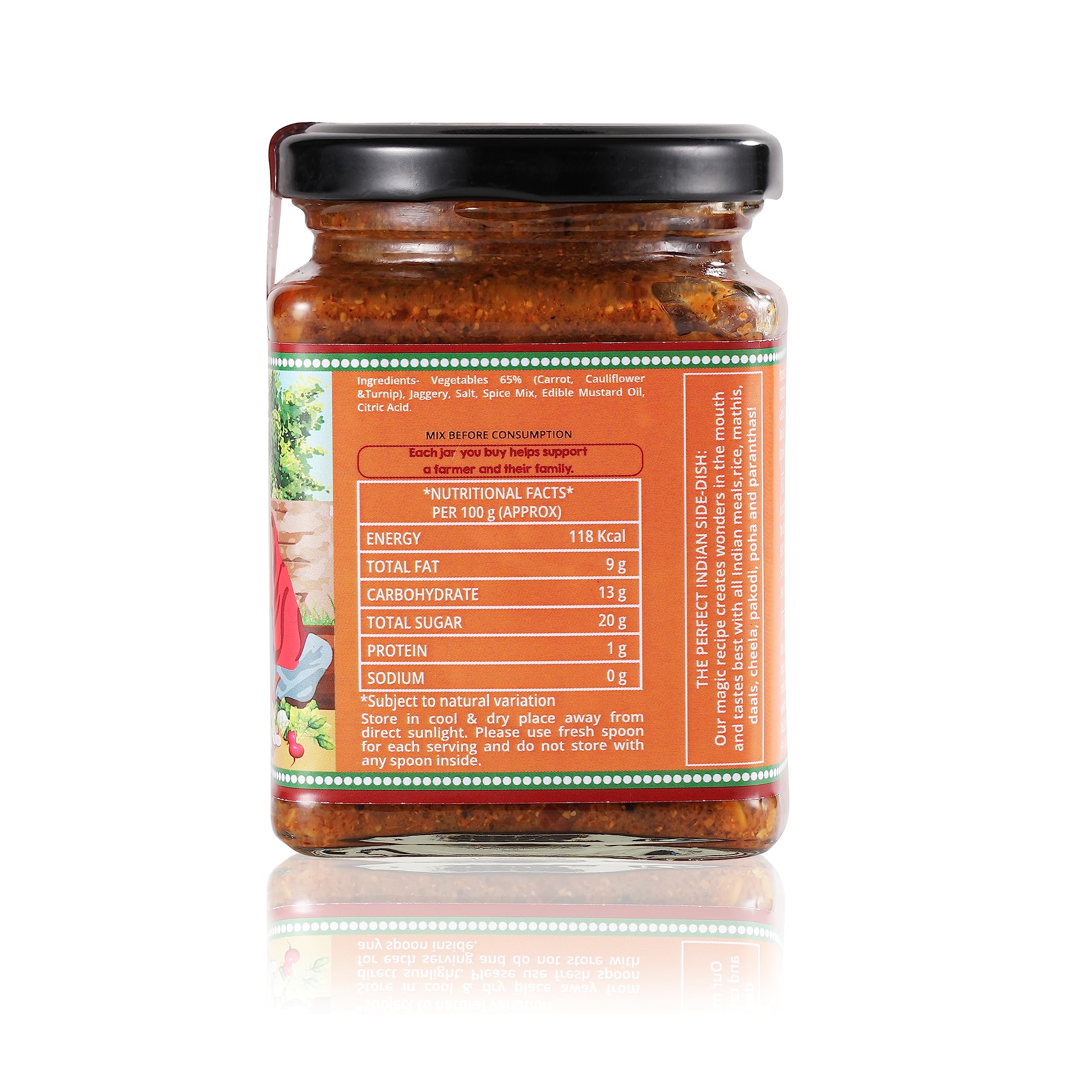 THE LITTLE FARM CO Punjabi Mixed Pickle - Gobhi Gajjar Shalgum ka Achar (300g)| Less Oil Mustard Base Homestyle Meetha Mixed Achar with Jaggery | No Added Preservatives, Artificial Colours & Flavours |Traditional Recipe - Image 2 thumbnail