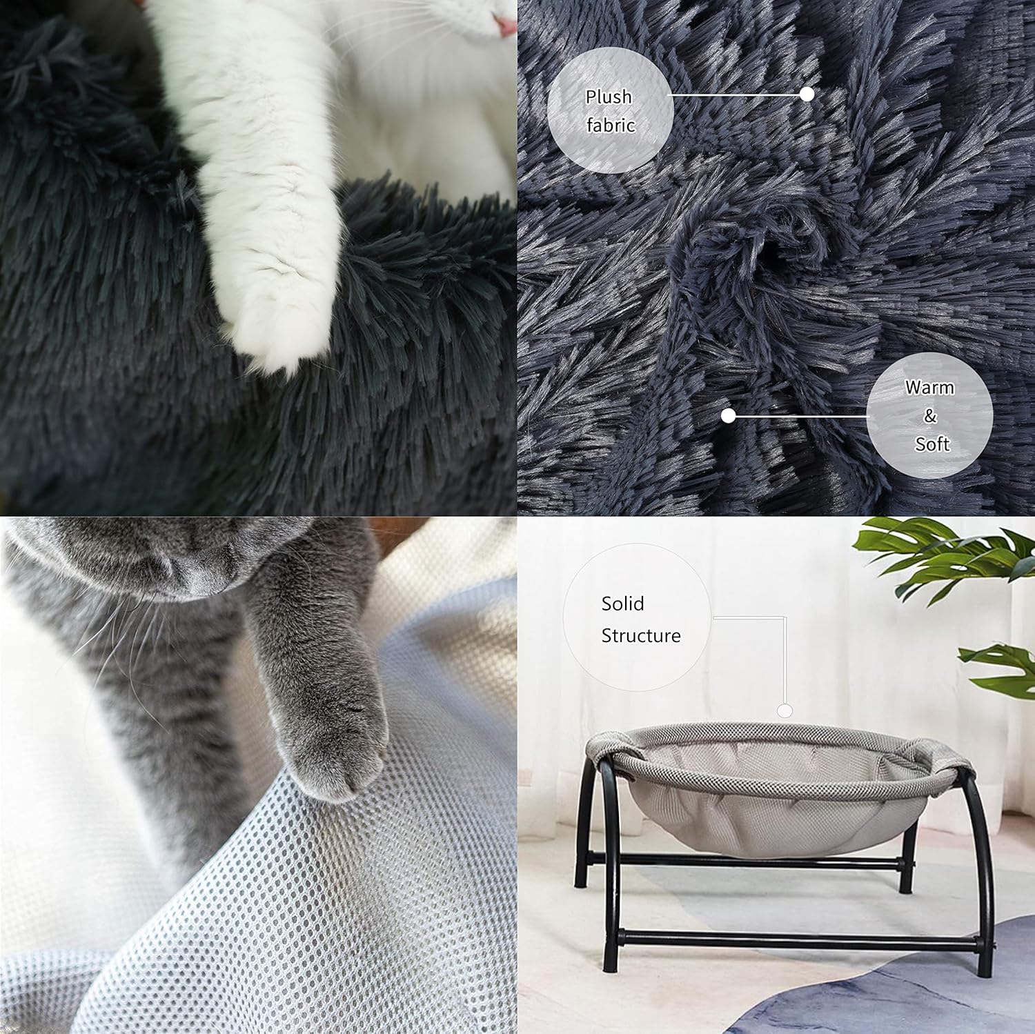 JUNSPOW [Cat Bed Hammock + pet Blanket Set] Cat Bed Blanket Dog Bed Blanket,Soft Pet Bed Blanket,Gray (Gray) : Pet Supplies