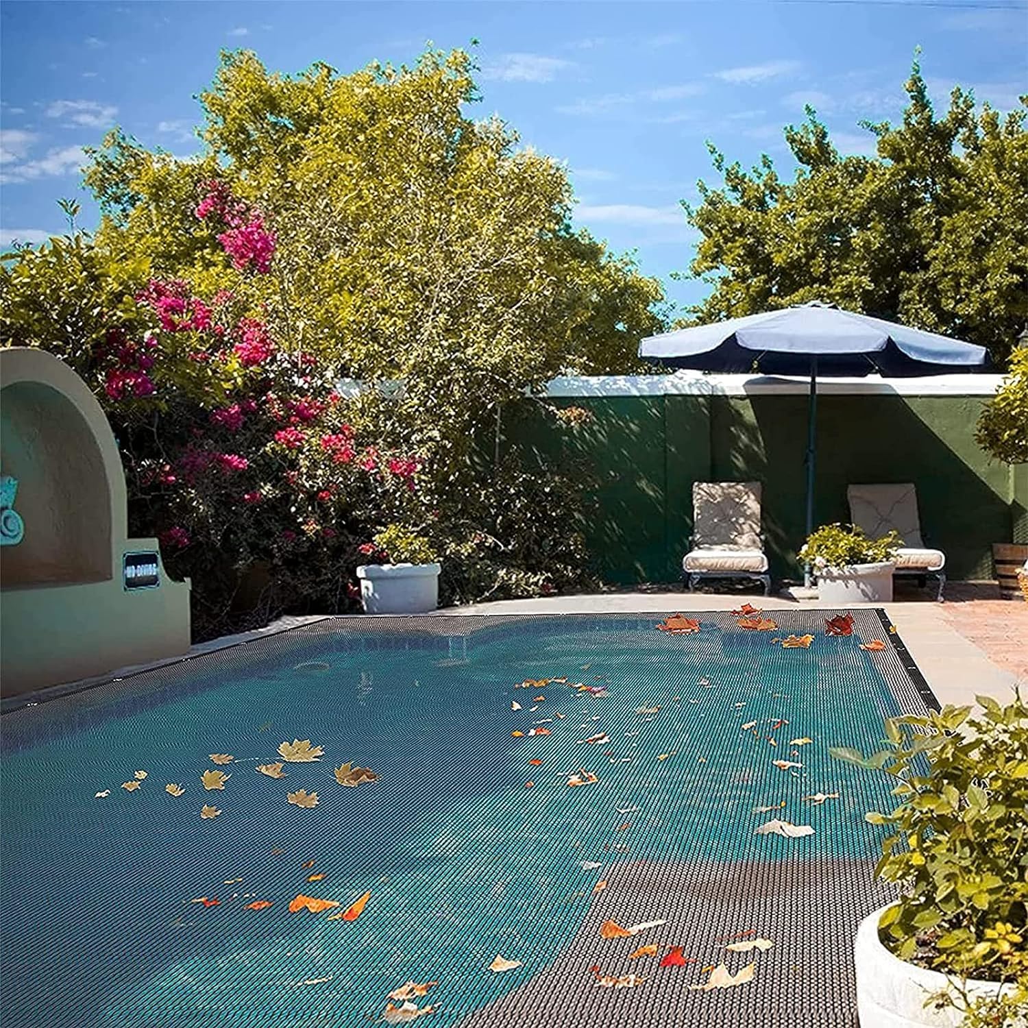 Cobertor de Invierno para Piscina, Cubierta Rectangular para Piscina sobre el Suelo con Cuerda para Bloquear Hojas caídas y escombros, Mantener la Piscina Limpia y ordenada, Varios tamaños,