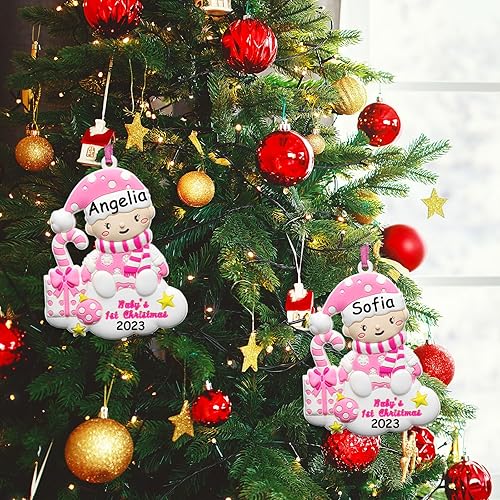Miniatura 5 de Adorno personalizado para bebé, primera Navidad, decoración para árbol de Navidad, primer recuerdo escrito a mano para recién nacido, personalizable