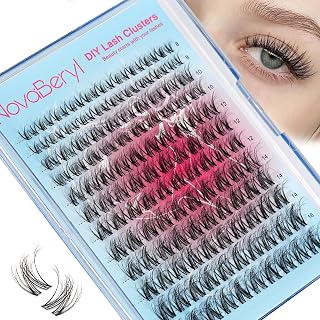 Wispy Lash Clusters Natural Eyelash Clusters D Curly 120pcs Natural Look Lashes 8-16mm Spider Breeze Cluster Eyelash Extensions with Invisible Band DIY at Home by NovaBeryl