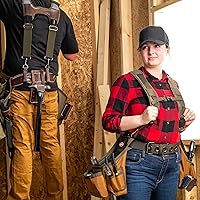 Vista 3 de Bucket Boss - AirLift Tool Belt with Suspenders, Tool Belts - Original Series (50100) with 12 pockets, Brown , 52 Inch
