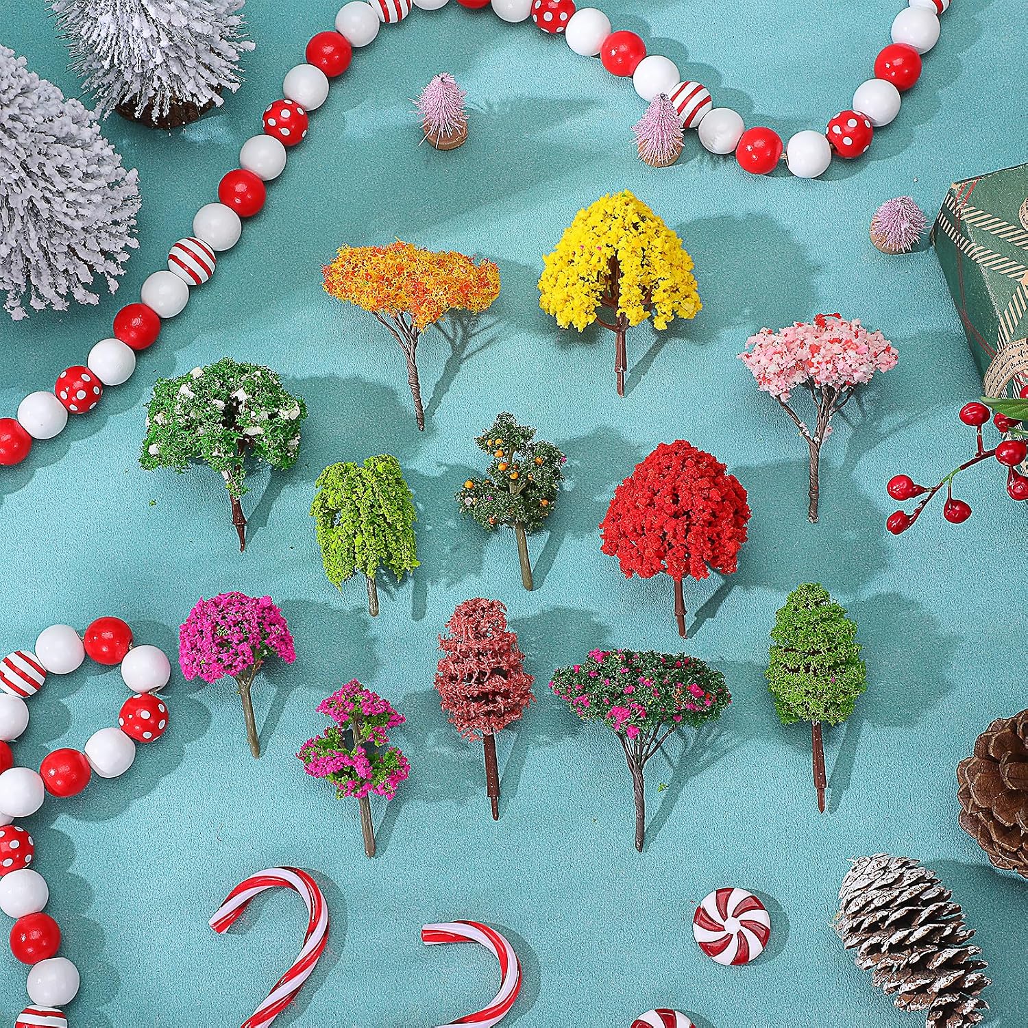 12 Pcs Miniature Fake Trees for Fairy Garden Supplies Model Train Railway Scenery DIY Craft Table Ornaments