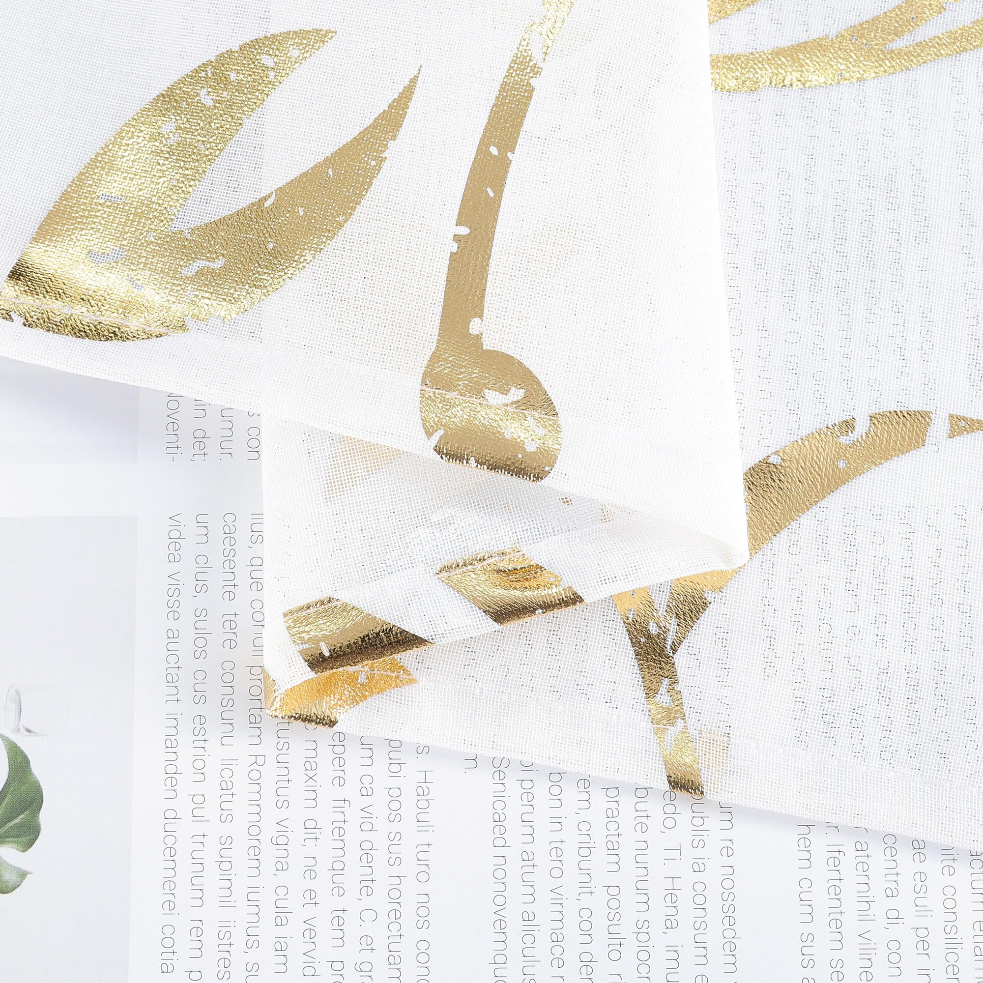 ESLIR Schiebevorhänge Set 2er Flächenvorhänge mit Klettband Schiebegardinen Transparent Gardinenschals Transparent Vorhang mit geprägtem Rankenmuster Gold BxH 57x145 cm 2 Stück