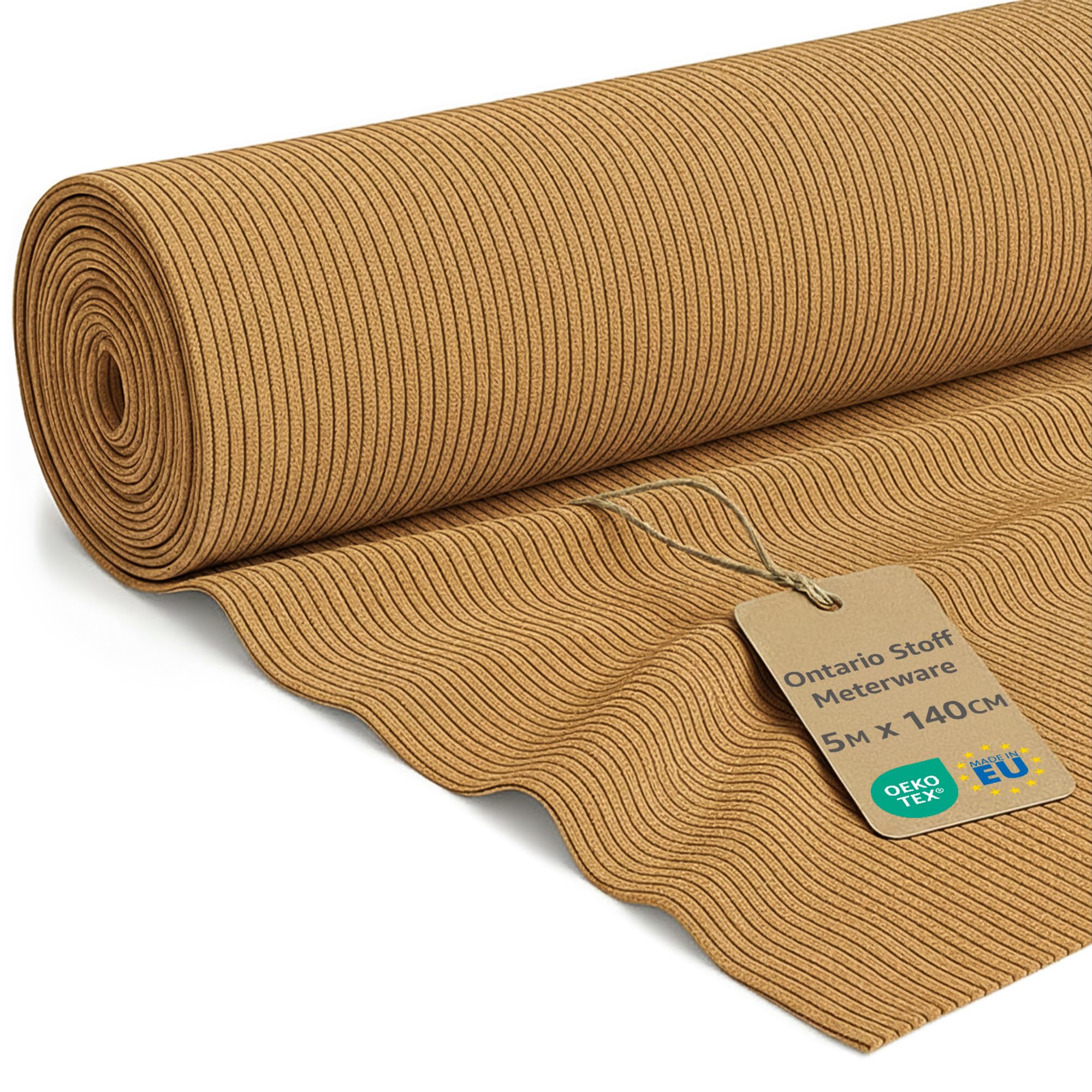Stoff Meterware Cordstoff 5 M x 140 cm - Polsterstoff Möbelstoff Stoffe zum Nähen Cord Dekostoff Gardinenstoff Möbelstoffe für Sofa Decke Bettwäsche und Kissen Bezug Oeko-Tex Toffee
