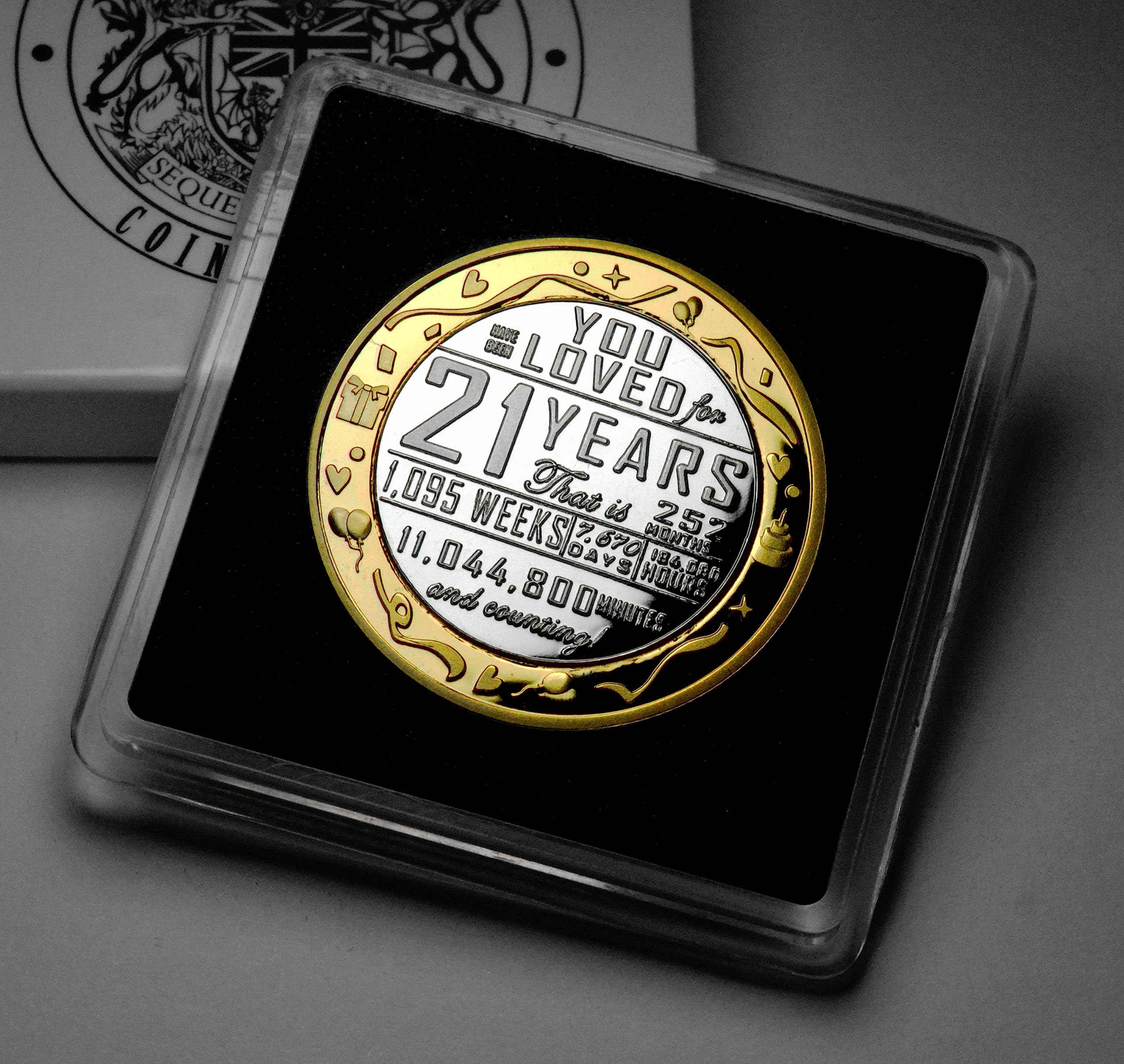 The Commemorative Coin Company 21st Birthday Dual Metal 24ct Gold & .999 Silver Commemorative. Gift/Presentation Case. Party/Ideas/Gift/Present. Son/Daughter/Teenager. 21 Years
