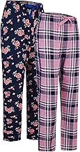 GLOBAL Sleepwear Women's Flannel Pyjama Pants, Long 100% Cotton Flannel Pj Bottoms