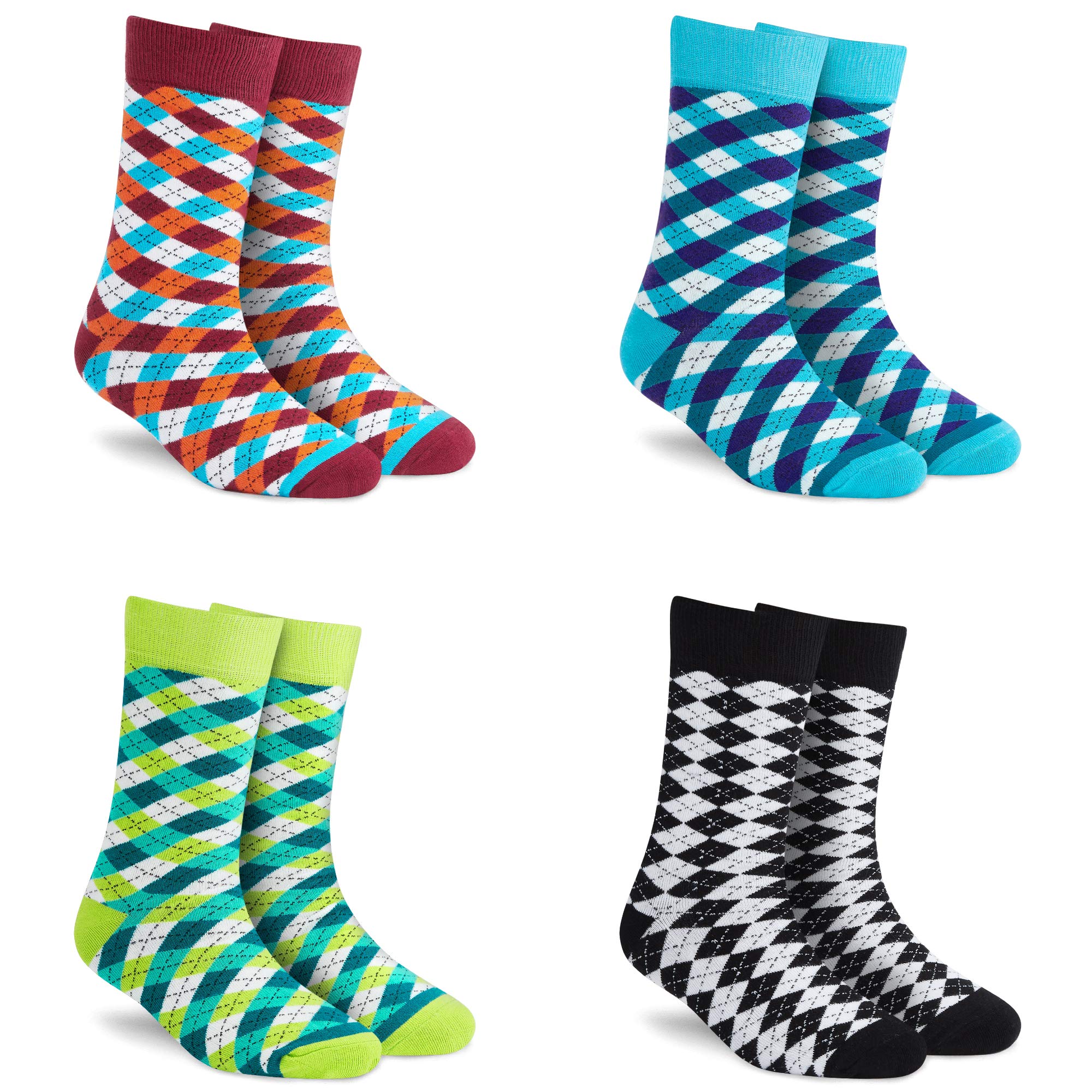 dynamocks Men's and Women's Combed Cotton Checks Crew Length Socks (Pack of 4) (Multicolour, Free Size)-picture-12