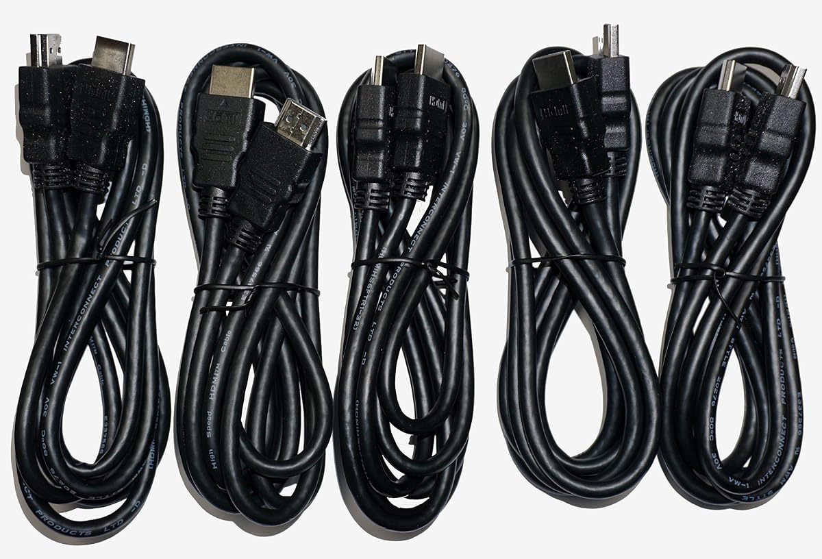 Paquete de 5 cables HDMI universales de alta velocidad de 6 pies