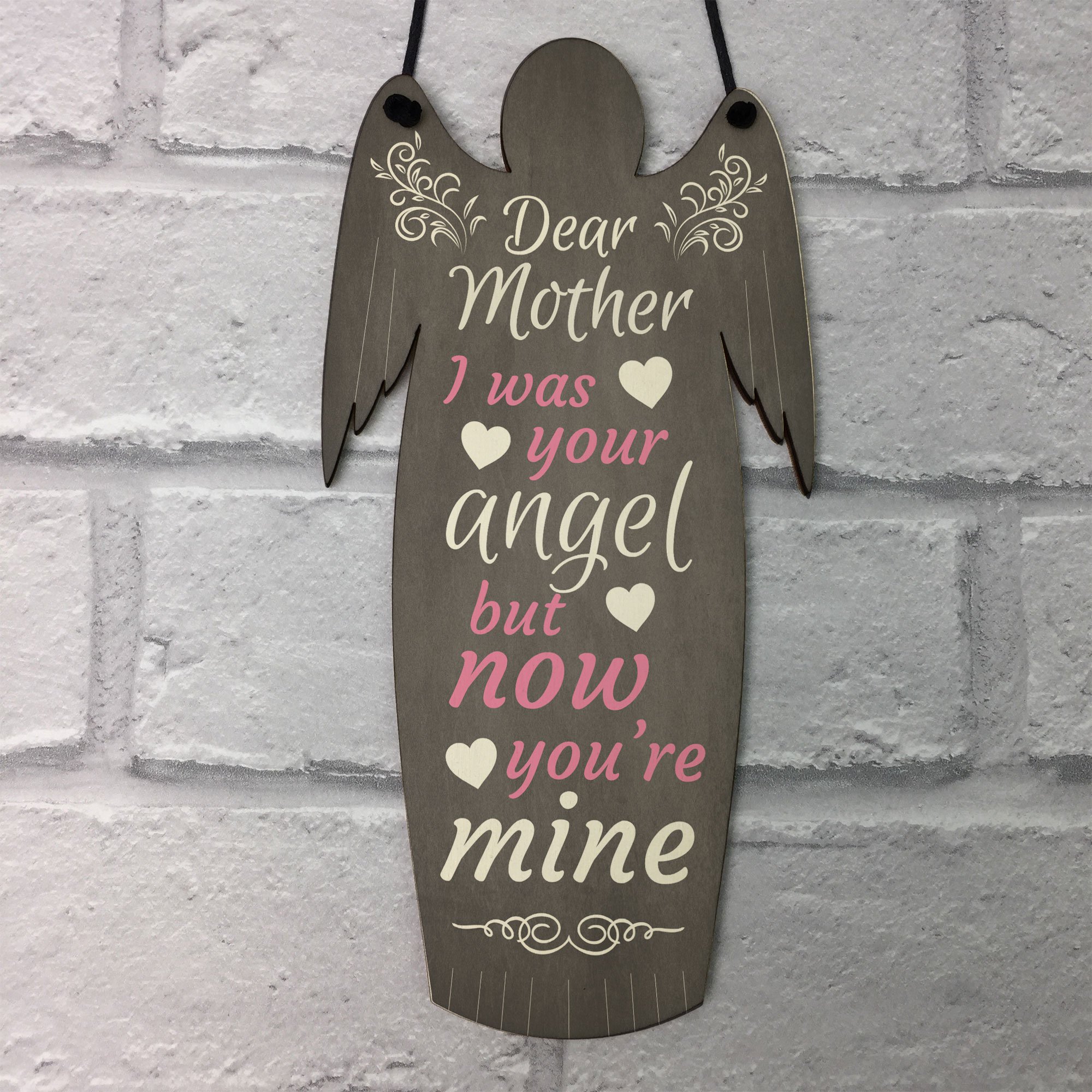 Red Ocean I Was Your Angel Grave Hanging Wood Angel Plaque Loving Memory Family Mum Bereavement Gift